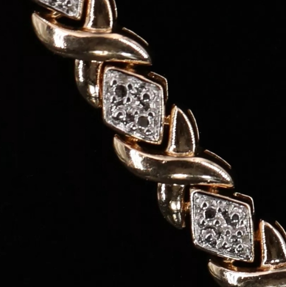 Sterling Silver 925 ROSS SIMONS 6mm Diamond XOXO 17.5" Gold Tennis Necklace 35g - Picture 5 of 12